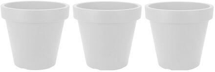 Plantenpot/bloempot 3x kunststof wit - H18 x D20 cm