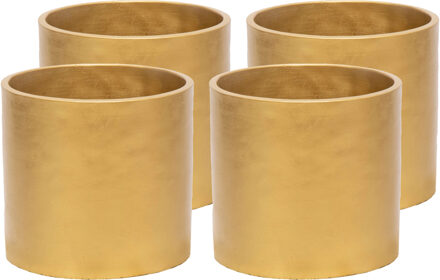 Plantenpot/bloempot - 4x - keramiek - goud - D11 x H10 cm - Plantenpotten Goudkleurig