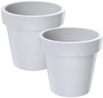 Plantenpot/bloempot - 4x - wit - kunststof - D50 x H42 cm - binnen en buiten - terras