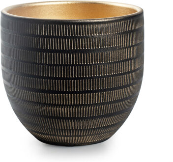 Plantenpot/bloempot Beau - zwart/goud - keramiek - D20 x H18 cm