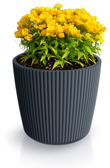 Plantenpot/bloempot Buckingham - kunststof - antraciet - D17 x H15 cm - Plantenpotten Grijs