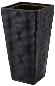 Plantenpot/bloempot Diva - kunststof - zwart - D30 x H56 cm - met binnenpot