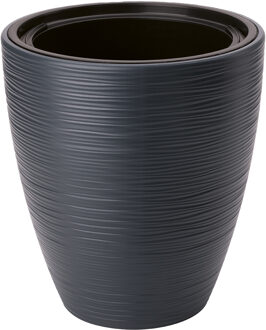 Plantenpot/bloempot Gobi - kunststof - antraciet - D40 x H32 cm - met binnenpot