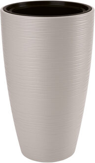 Plantenpot/bloempot Gobi - kunststof - grijs - D30 x H48 cm - met binnenpot