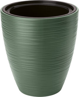 Plantenpot/bloempot Gobi - kunststof - groen - D30 x H32 cm - met binnenpot