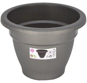 Plantenpot/bloempot - grijs - 18 cm - kunststof - Plantenpotten