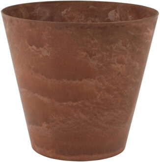 Plantenpot/bloempot in een natuursteen look Dia 22 cm en Hoogte 20 cm dark terra cotta - Plantenpotten Bruin