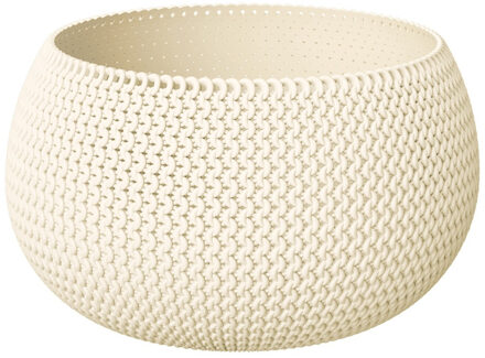 plantenpot/bloempot - kunststof - creme - D37 x H22 cm - Plantenpotten Crème