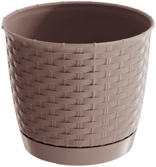 plantenpot/bloempot - kunststof - D19 x H16,5 cm - taupe - Plantenpotten