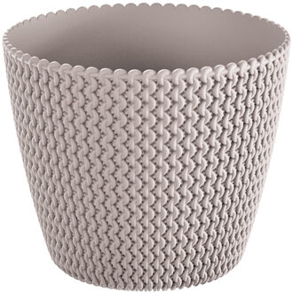 Plantenpot/bloempot kunststof dia 13 cm en hoogte 11 cm beige/taupe - Plantenpotten