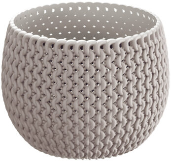 Plantenpot/bloempot kunststof dia 14.5 cm en hoogte 11 cm beige/taupe - Plantenpotten