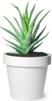 Plantenpot/bloempot - kunststof - wit - buiten - D20 x H18 cm - Plantenpotten