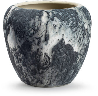 Plantenpot/bloempot Marble - wit/zwart - keramiek - D20 x H18 cm