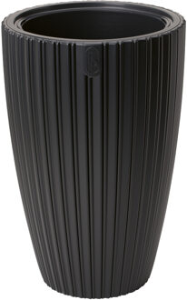 Plantenpot/bloempot Mika - kunststof - zwart - D30 x H48 cm - met binnenpot