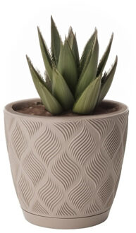 Plantenpot/bloempot New Age - kunststof - beige - D13 x H12 cm