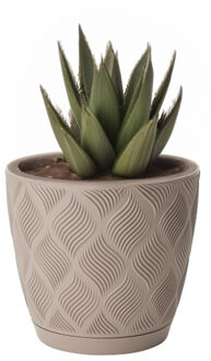 Plantenpot/bloempot New Age - kunststof - beige - D15 x H14 cm