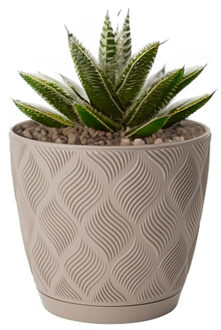 Plantenpot/bloempot New Age - kunststof - beige - D17 x H15 cm