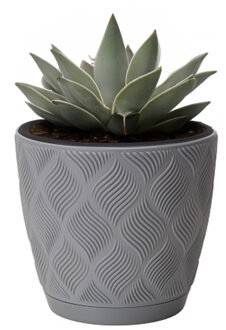 Plantenpot/bloempot New Age - kunststof - platina grijs - D15 x H14 cm
