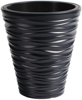 Plantenpot/bloempot Sand Dunes - buiten/binnen - kunststof - antraciet - D30 x H33 cm - Plantenpotten Grijs