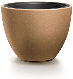 Plantenpot/bloempot Sevilla - buiten/binnen - kunststof - hout/beige - D39 x H30 cm - Plantenpotten