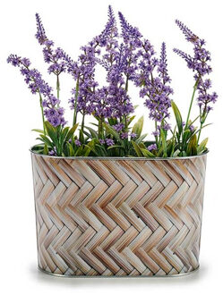 plantenpot/bloempot teil- zink - bruin - L22,5 x D11,5 x H12 cm