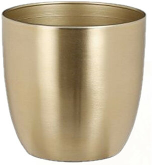 Plantenpot/bloempot van metaal in het goud D13 en H12 cm - Plantenpotten Goudkleurig