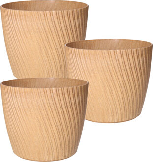 Plantenpot/bloempot Waves - 3x - kunststof - zacht roze - D19 x H16 cm