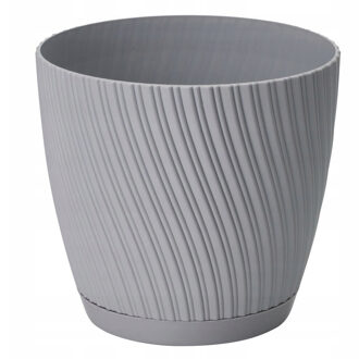 Plantenpot/bloempot Waves - kunststof - platina grijs - D19 x H17 cm