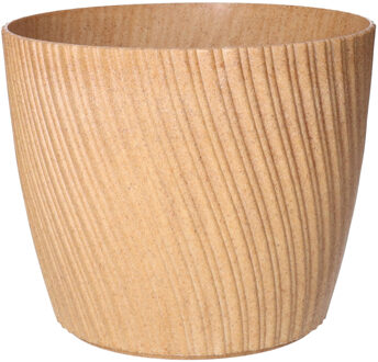 Plantenpot/bloempot Waves - kunststof - zalm roze - D19 x H16 cm