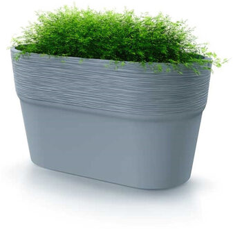 Plantenpot/bloempot Windsor - kunststof - lichtgrijs - L28 x B15 x H15 cm - Plantenpotten