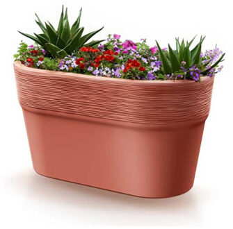 Plantenpot/bloempot Windsor - kunststof - terracotta - L28 x B15 x H15 cm - Plantenpotten Bruin