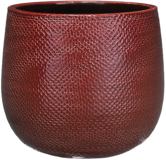 Plantenpot - bordeaux rood - keramiek - 19 x 21 cm