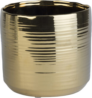 Plantenpot Cerchio - goud - glans - keramiek - 16 cm - Plantenpotten Goudkleurig