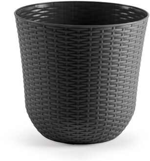 Plantenpot - D32 x H30 cm - grijs - rotan kunststof - bloempot