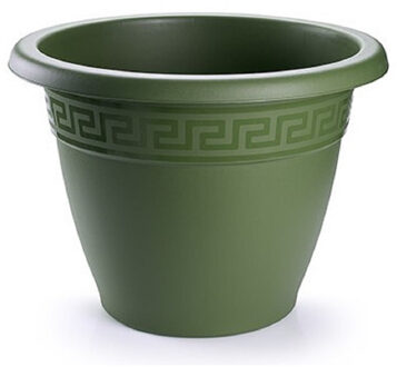 Plantenpot - donkergroen - 20x15 cm - bloempot - kunststof - rond