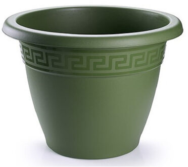 Plantenpot - donkergroen - 25x19 cm - bloempot - kunststof - rond
