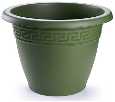 Plantenpot - donkergroen - 30x23 cm - bloempot - kunststof - rond
