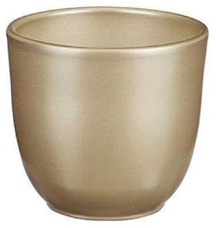 Plantenpot - goudkleurig - keramiek - 12 x 11 cm - Plantenpotten