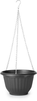 Plantenpot - hangend - kunststof - antraciet - D20 x H12 cm - bloempot aan ketting