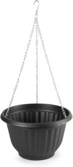 Plantenpot - hangend - kunststof - antraciet - D25 x H15 cm - bloempot aan ketting
