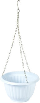 Plantenpot - hangend - kunststof - wit - D20 x H12 cm - bloempot aan ketting