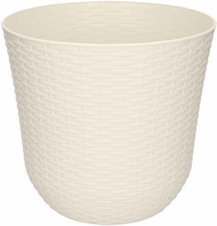 Plantenpot - ivoor wit - D25 x H23 cm - rotan kunststof - bloempot
