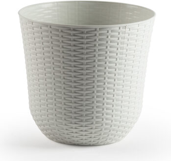 Plantenpot - ivoor wit - D32,5xH30,5 cm - rotan kunststof - bloempot