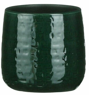 Plantenpot - keramiek - groen - 15 x 13 cm - Plantenpotten