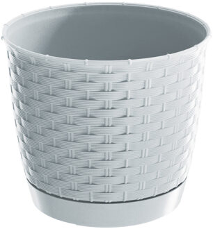 plantenpot - kunststof - parel wit - D16,5 x H14 cm - Plantenpotten