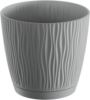 Plantenpot - kunststof - steengrijs - D13 x H12 cm - Plantenpotten