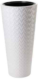 Plantenpot Makata - kunststof - wit - D40 x H80 cm