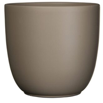 Plantenpot - mat taupe - keramiek - 12 x 11 cm - Plantenpotten Bruin