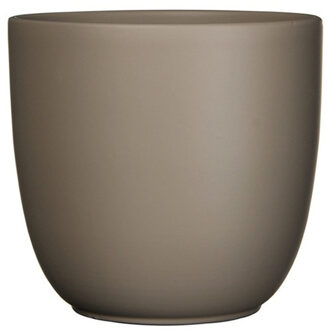 Plantenpot - mat taupe - keramiek - 12 x 11 cm - Plantenpotten Bruin