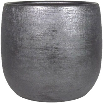 Plantenpot Mira - keramiek - zwart - 16 x 14 cm - Plantenpotten